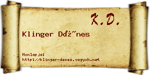 Klinger Dénes névjegykártya